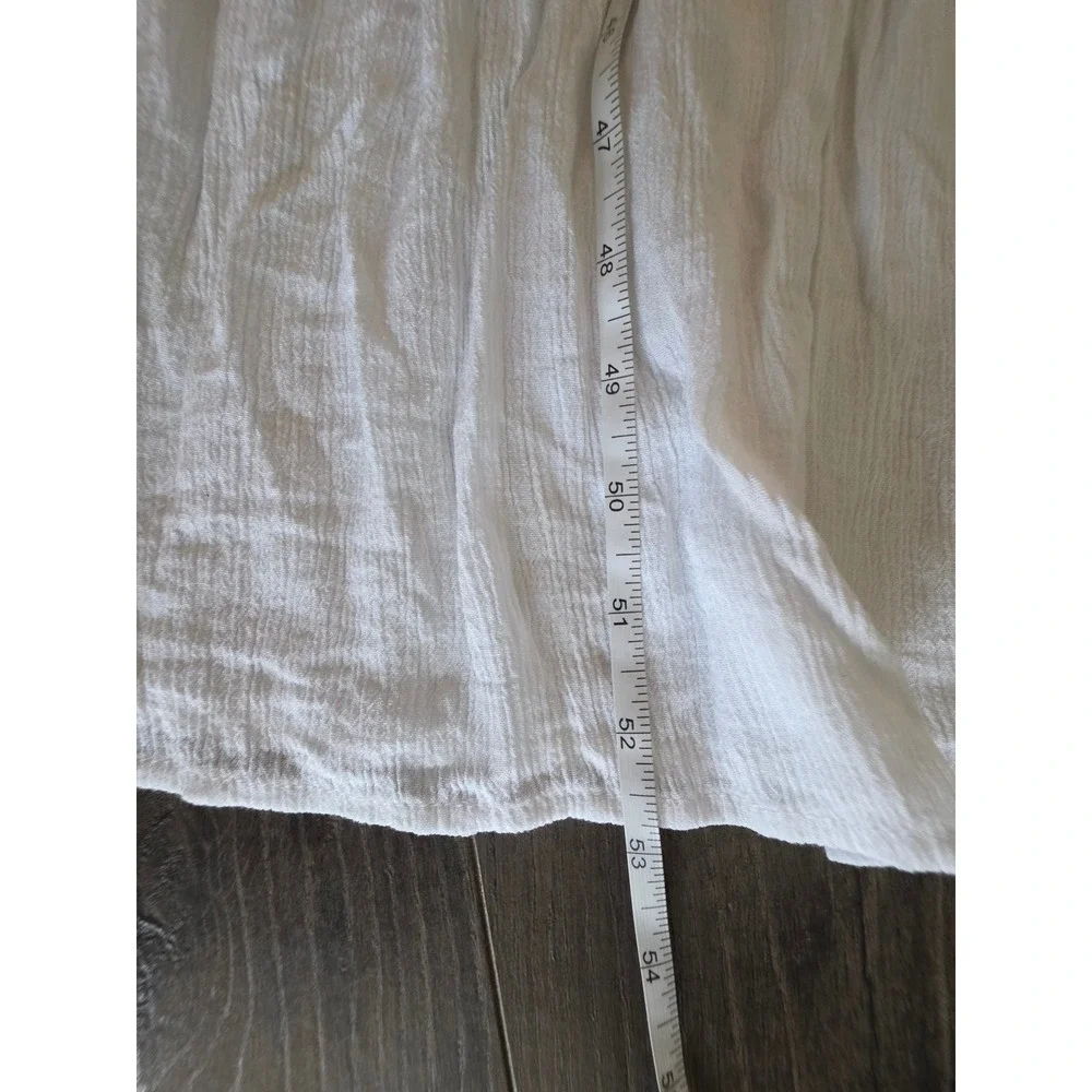 Women XXL White Floral Embroidered Tiered Maxi Dress Gauze Boho Summer Sun Dress
